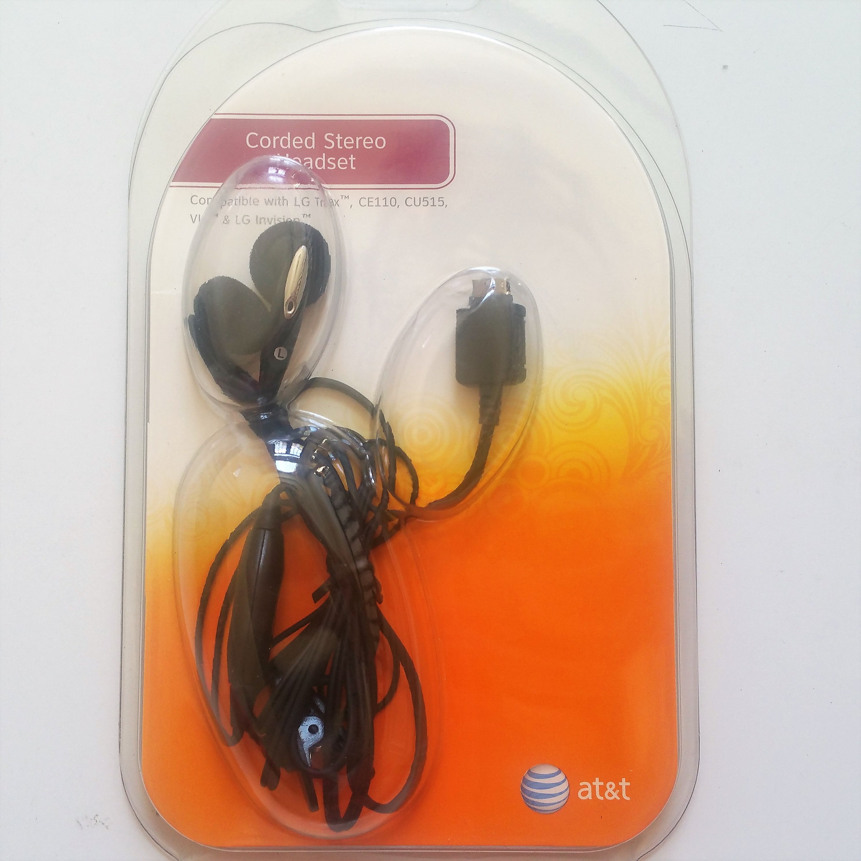 AT\u0026T OEM Corded Stereo HandsFree Headset LG Trax ,CE110, CU515,VU \u0026 LG  Invision - Walmart.com