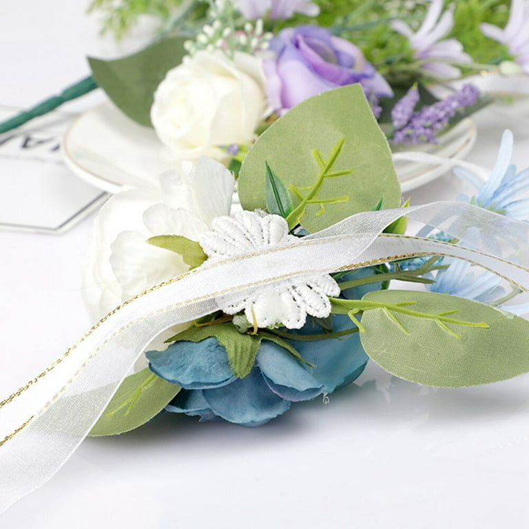 6pc / lot Handmade Ivory Flowers Corsage Diamond Rose Accessories for Bride  Wedding Groom Pearl Beaded Brooch Flower Pin Bridesmaid Flower