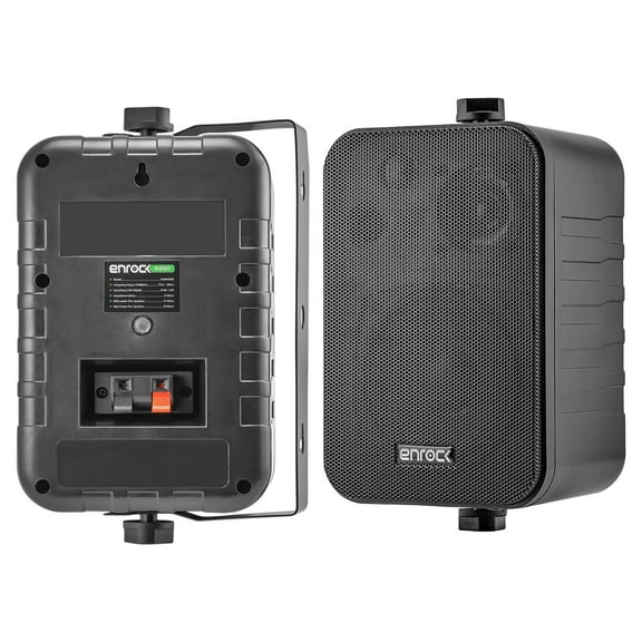 Enrock Audio Systems 4-Inch 3-Way In Door/Out Door Box-Speaker (Black) EKMR408B - Pair