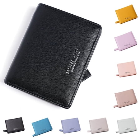 Wallet Women RFID Blocking Wallet Women 100% Vegan Leather Small Women Wallet with 6 Card Slots and 1 ID Window (Black)