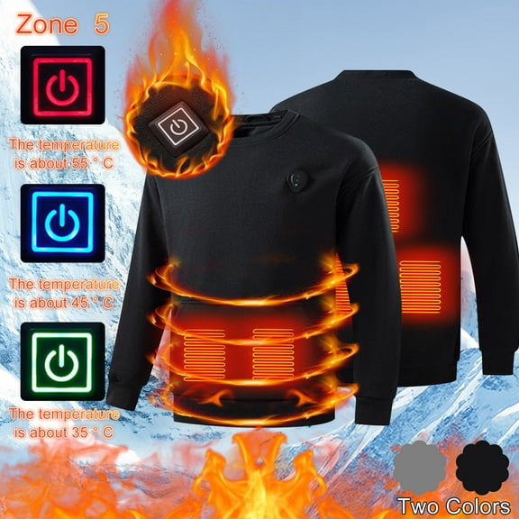 Miluxas Heated Hoodie for Men, Electric Heating Sweatshirt with Fleece Lining, Winter thermal Pullover Sweater Gray