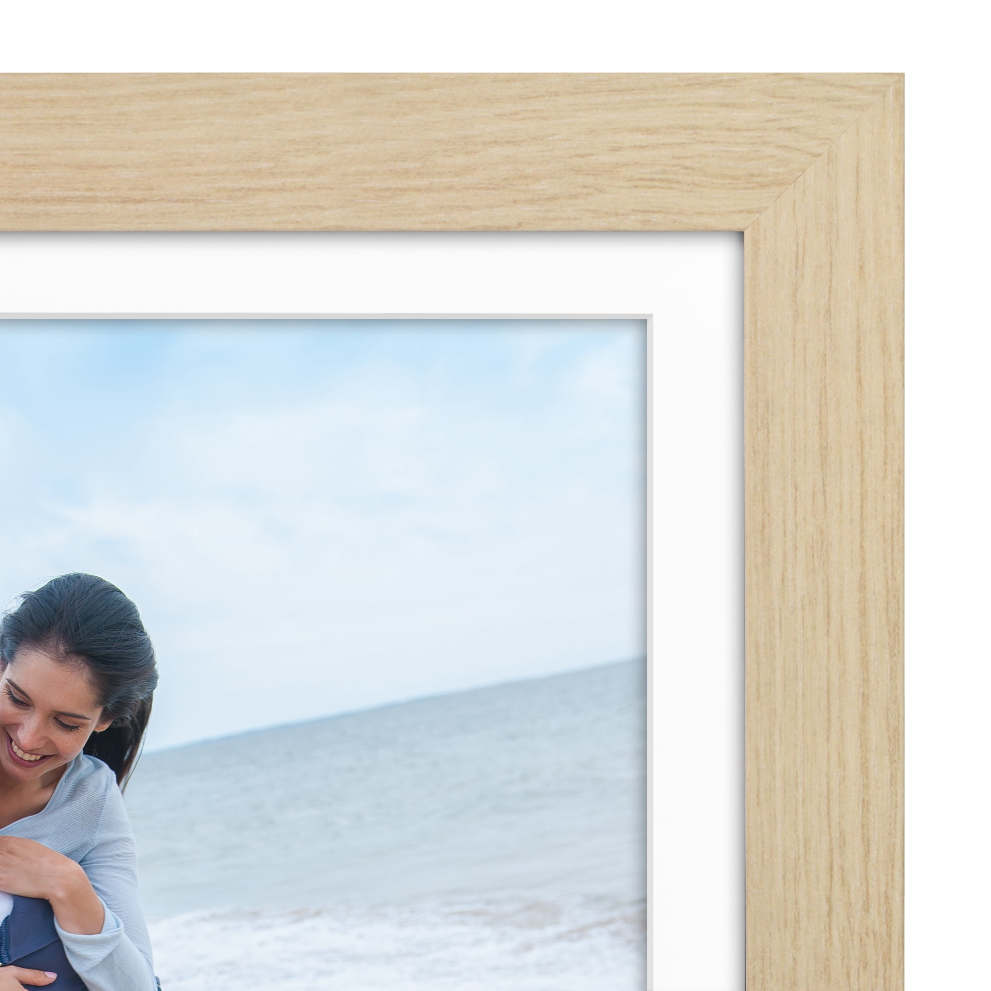 Americanflat 12x18 Poster Frame with Shatter-Resistant Glass with 11x17 Mat Display Photo Hudson - Natural Oak