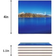 thumbnail image 3 of FMSHPON Lake Mountain Blue Sky Landscape Picture Set of 8 Coaster for Drinks, Absorbent Ceramic Stone Coasters Cup Mat with Cork Base for Home Kitchen Room Coffee Table Bar Decor, 3 of 4