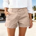 thumbnail image 2 of Landzoo Shorts For Women Solid Color Zip Front With Pockets Summer Breathable Women Shorts Size L Beige, 2 of 7