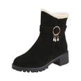 thumbnail image 2 of Styesk Bottes pour Femmes Femmes Chaussures de Couleur Unie Décontractées Chaudes Bottines d'Hiver Bottes de Travail pour Femmes, 2 of 6