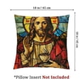 thumbnail image 4 of nygtbtfer  Pillowcases,Stained Glass Window Depicting Sacred Heart of Christ Linen Pillowcases Decorative Cushion Cover Square Pillow White, 4 of 7