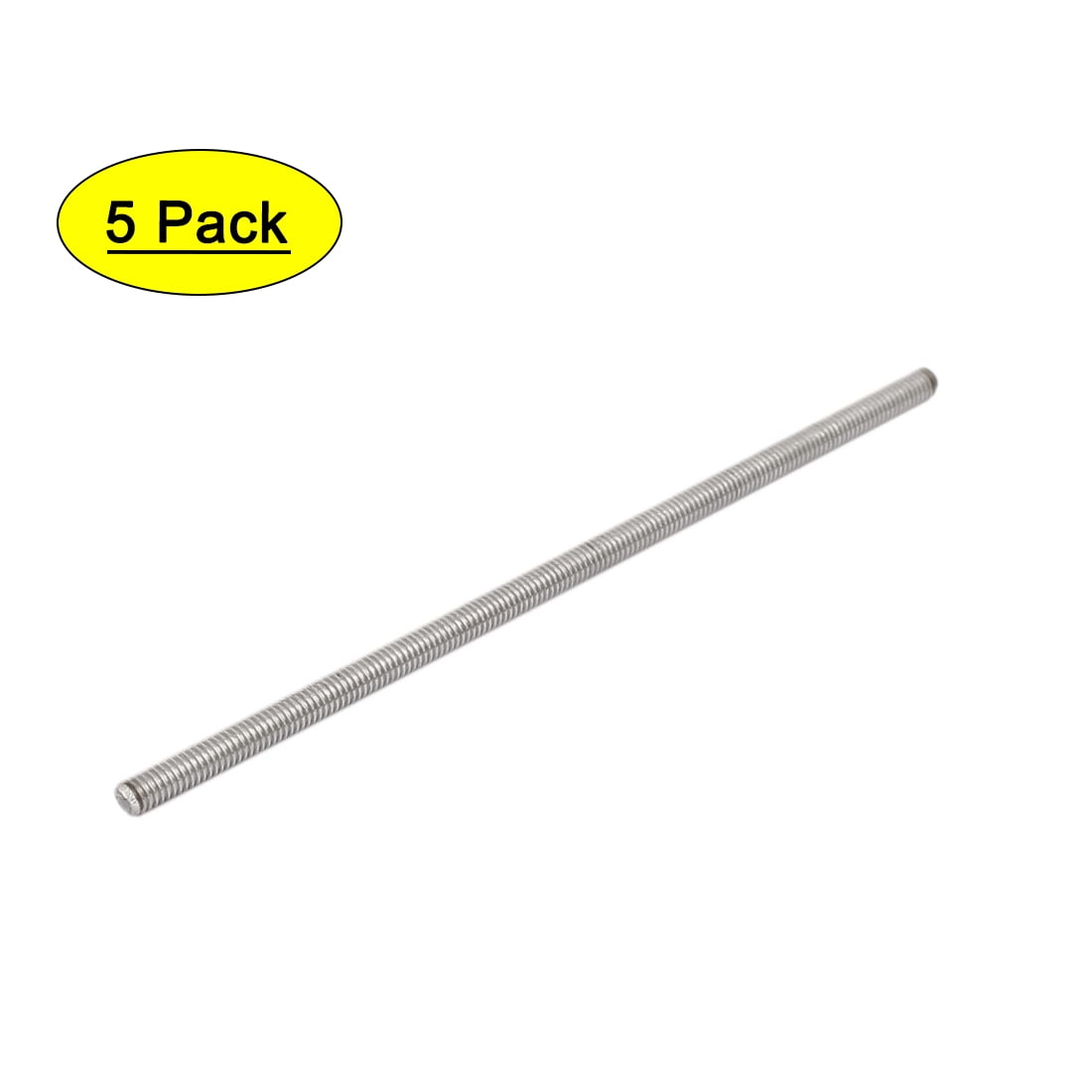 M5 x 110mm 304 Stainless Steel Fully Threaded Rod Bar Studs Silver Tone 5 Pcs