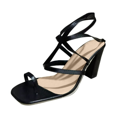 

Women sAnkle Strap Set Toe Thick Heel Sandals Fashion Hollow High Heelsblack sandals women flat dressy black sandals women flat dressy comfortable black sandals wome