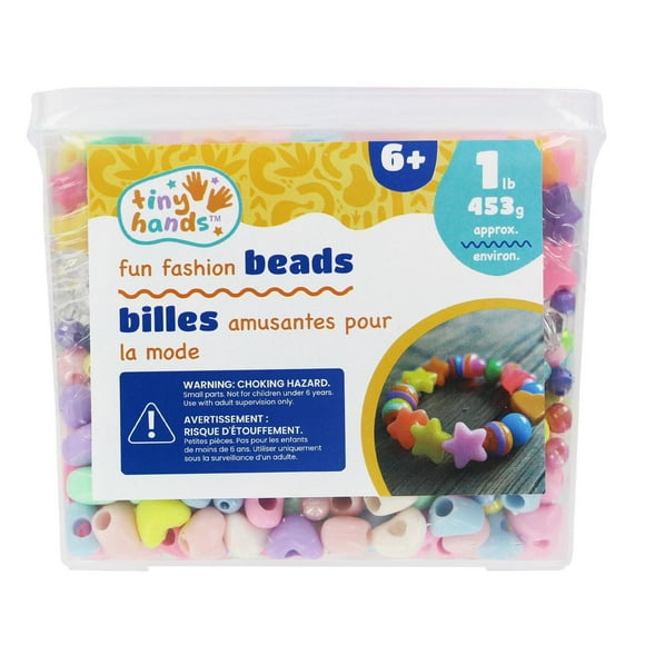 TINY HANDS Fashion Beads, Assorted Shapes, Colours, 453 g (1 lb), Age 6+, Kids, Crafts