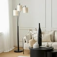 thumbnail image 2 of Bouclair Lampe sur Pied Noire à 3 Abat-Jour en Lin, 2 of 9