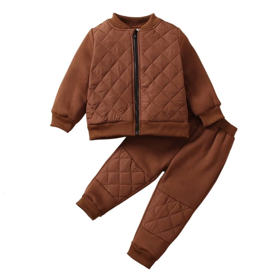 HAYIMI Boys Long Sleeve Quilted Jacket And Pants Two Piece Outfit Sets Toddler Baby Casual Soft Clothing Sets