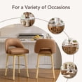 thumbnail image 3 of ReNest 27" Swivel Bar Stools, Upholstered Barstools with Wood Legs & Footrest, Counter Height Stools for Kitchen Island & Home Bar, Camel Faux Leather, Set of 2, 3 of 16
