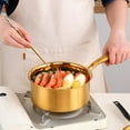 thumbnail image 2 of ABCISI 18/8 Stainless Steel Saucepan, 2.5 Quart Gold Pan with Heat Resistant Long Handle, 3-Layer Multipurpose Cookware Pot, Compatible Stovetops: Gas, Electric, Dishwasher Safe, 2 of 8