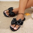 thumbnail image 6 of Samdudou Thong Sandals for Women Open Toe Flat Slip On Slippers Oversized Elegant Bowknot Embellishment Braided Strap Detail Casual Summer Beach Vacation Dressy Mules, 6 of 8