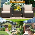 thumbnail image 4 of 3 Pieces Patio Conversation Rattan Furniture Set with Cushion, 4 of 7
