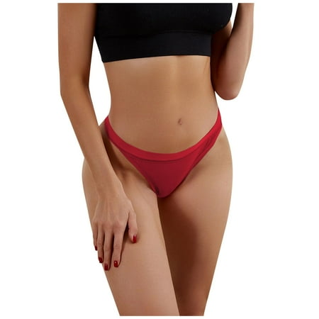 EHTMSAK Women s Thongs Underpant 5 Classic Comfort Breathable Lingerie Plus Size Soft Athletic Thong Underwear Women Wine 2XL