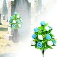 thumbnail image 2 of Artificial Cemetery Flowers for Graves - Realistic Silk Rose & Lily Bouquet, Memorial Floral Arrangement for Headstones, Outdoor Grave Decor, Funeral Vase Flowers - All Weather Sympathy Decor, 2 of 7