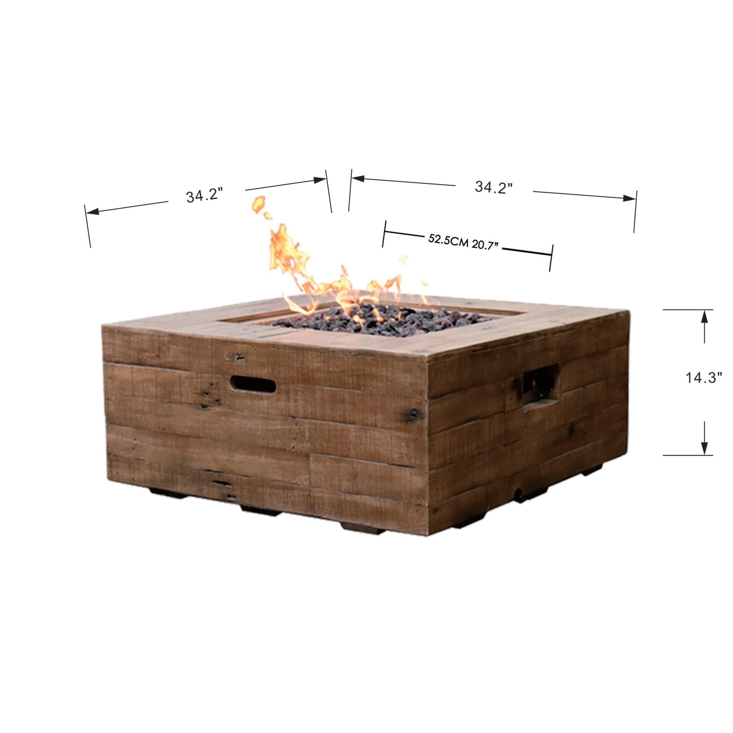 Table de feu Modeno Wilton Redwood – Béton renforcé de fibres de verre, propane liquide