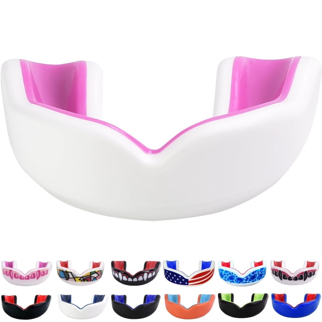 Protector bucal Oral Mart blanco/rosa para niños, talla juvenil