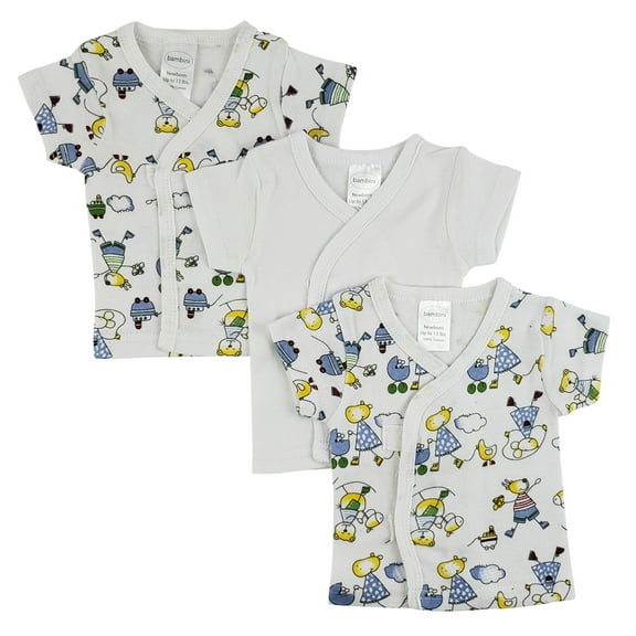 Bambini White Side Snap Short Sleeve T-Shirts (Newborn) 3 Pack