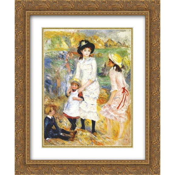Pierre Auguste Renoir 2x Matted 20x24 Gold Ornate Framed Art Print 'Children on the seashore'