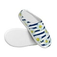 thumbnail image 3 of Daiia Daisy Striped Nautical Print Women’s Fuzzy Slippers Memory Foam Lightweight House Shoes Cozy Loafer Flannel House Shoes-37/38, 3 of 7