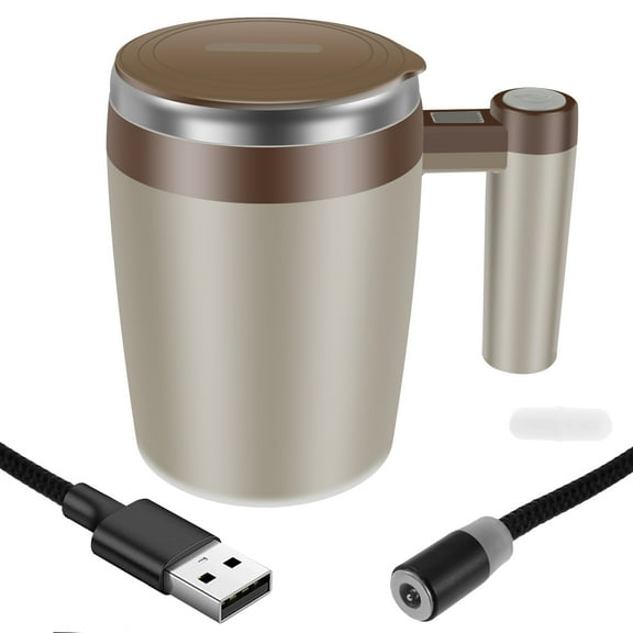 Self Stirring Coffee Mug with Temperature Display 400ml Self Mixing Coffee Cup Nonslip Magnetic Stirring Mug Portable Stirring Coffee Mug Self Stirring Cup for Home Office
