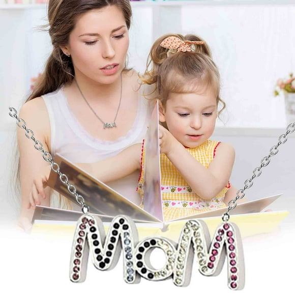 Mother's Love Inlaid Pendant Heart Shaped Two-tone Necklace Fashion Jewelr