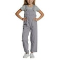 thumbnail image 4 of Toddler Girls Overalls Grey Rompers Sleeveless Loose Womens Jumpsuits Casual Girls Clothing Size 1T, 4 of 5