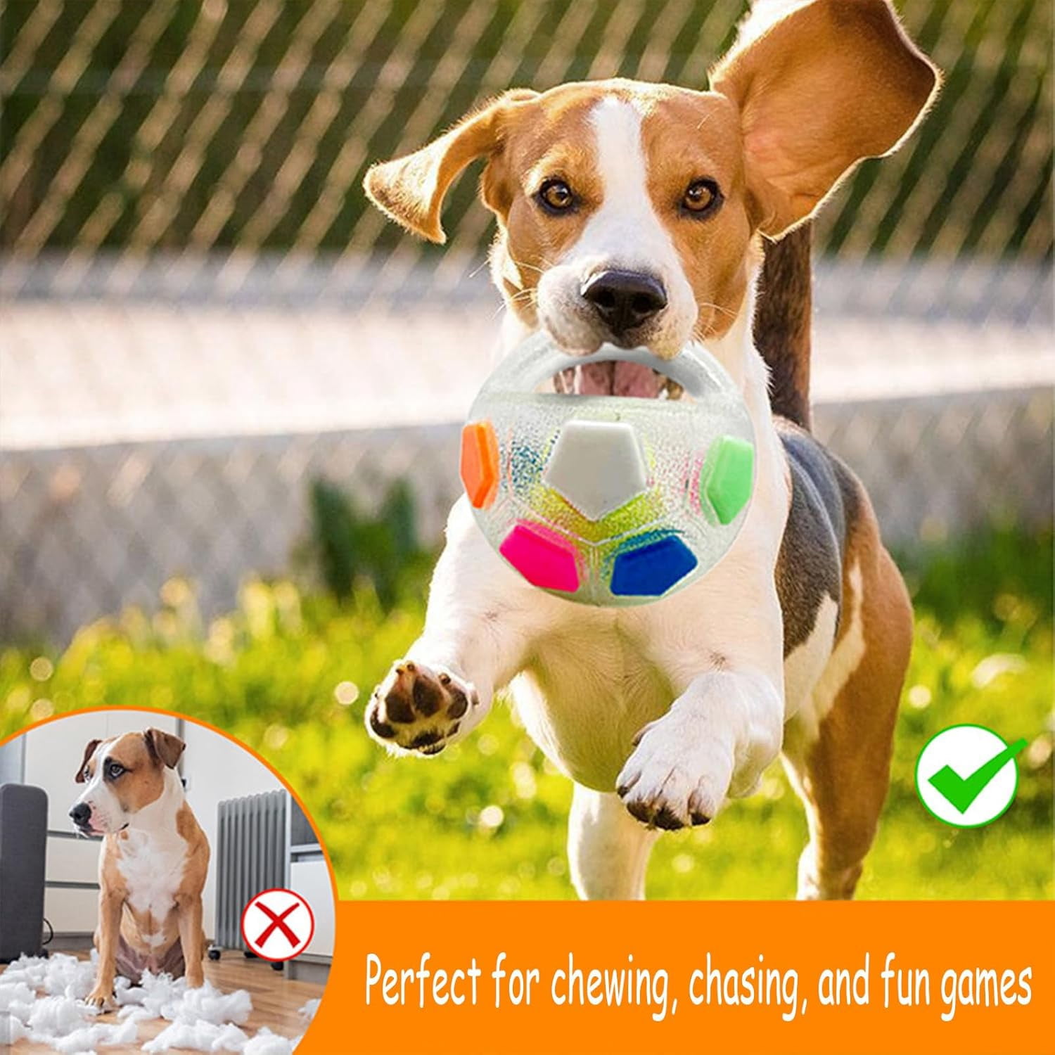 The Calming Ball with Handle, Interactive Toss and Fetch Play, Rubber Material, Squeaky Floating Balls, Chew Toys, Suitable for Dogs
