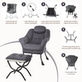 thumbnail image 4 of QinaQin Sillón lazy ergonómico con reposapiés plegable, funda removible y lavable, ideal para lectura y espacios pequeños, 4 of 9