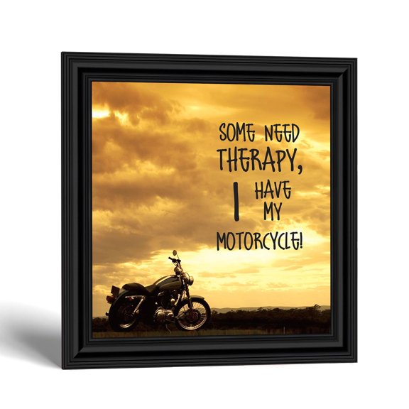 Motorcycle Wall Art Frame, Some Need Therapy Sunset Biker Gift
