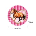 thumbnail image 3 of shyuyusa Year of the Horse Themed Disposable Plates, Pink Racing Horse Printed Tableware, Festival Party Dish Set with 7 Inch & 9 Inch 10Pcs Combination, 3 of 7