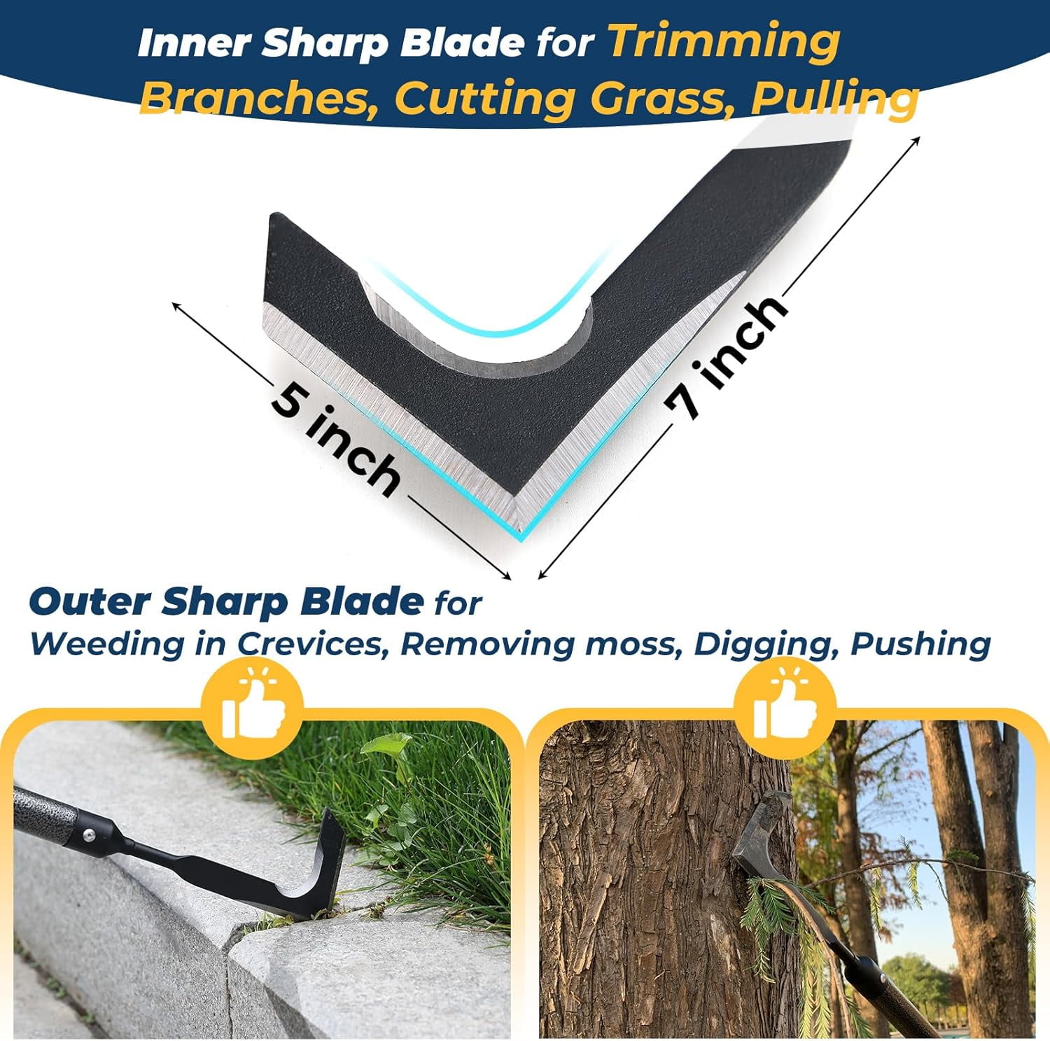 RGHJAR-Weed Remover Tool | Adjustable Metal Handle (14.5"-58.4") (Upgraded Rustproof) | Multi-Functional Garden Hook for Pavement Gaps, Moss, Bushes | Commercial-Grade Yard Maintenance Equipment
