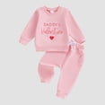 thumbnail image 2 of Staki Girls Sweatsuits Toddler Bell Bottom Outfit Baby Girl Valentines Day Clothes Waffle Knit Sweatshirt Flare Pants Set 0-24M 2-3T(Pink,6-12 Months), 2 of 6