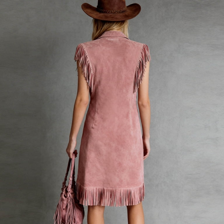 pink suede mini dress Vintage 1960s Pink Suede Mini Dress: Bohemian Snap Closure