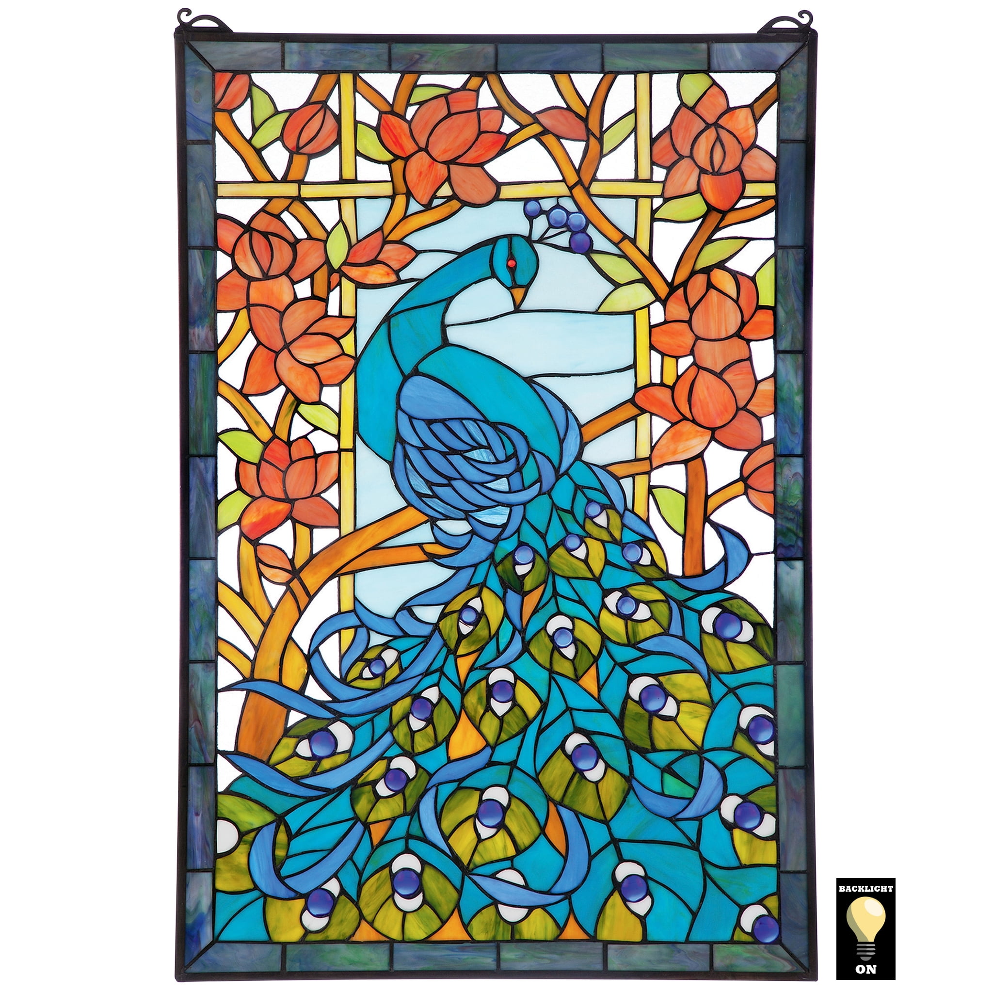 Design Toscano Blackstone Hall Stained Glass Window Hanging Panel Stained Glass Full Color 89 cm 