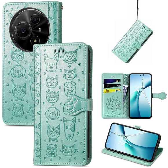 Funda Cartera FOXDOCK para TCL 60 NxtPaper 4G , Flip PU con Relieve de Gatos y Perros, Tarjetero y Soporte
