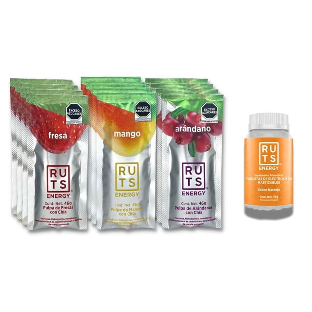 Electrolitos Masticables Ruts Energy Naranja + Gel Mix Ruts Energy (12 Geles)