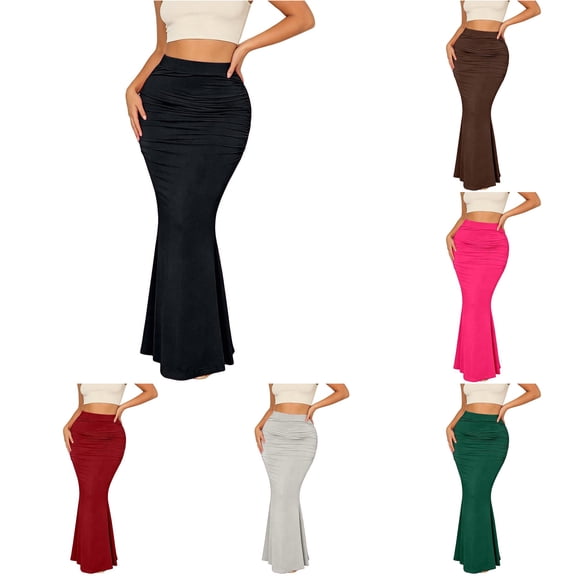Elegant High Waist Knit Skirt with Pleated Detail for Bodycon Party Wear - Skirt