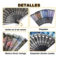 thumbnail image 3 of 60 Abanicos De Mano Tela Plástico Flor Recuerdo Boda Fiesta, 3 of 8