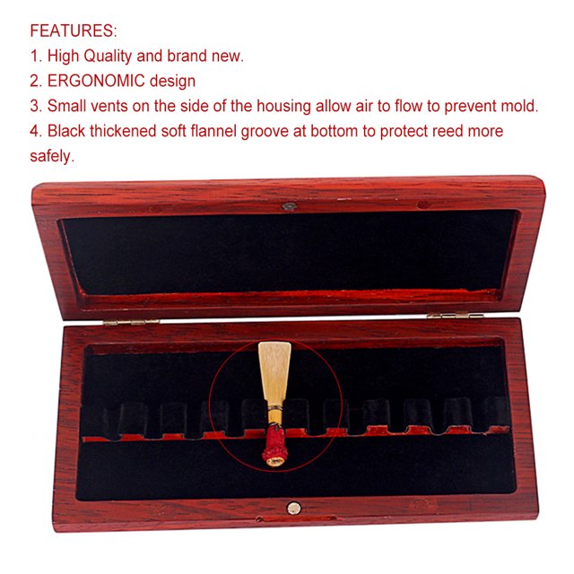 Redwood Oboe Reed Case Fishing Rod Boxes Wear-resistant Protective Storage Musical Instrument Accessories 10/12 Pieces Capacity 10 Pieces