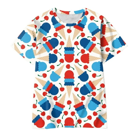 

Toddler Boys Girls Summer Short Sleeve Independence Day Style Cartoon Print T Shirt Tops Casual Shirt Children s Clothing