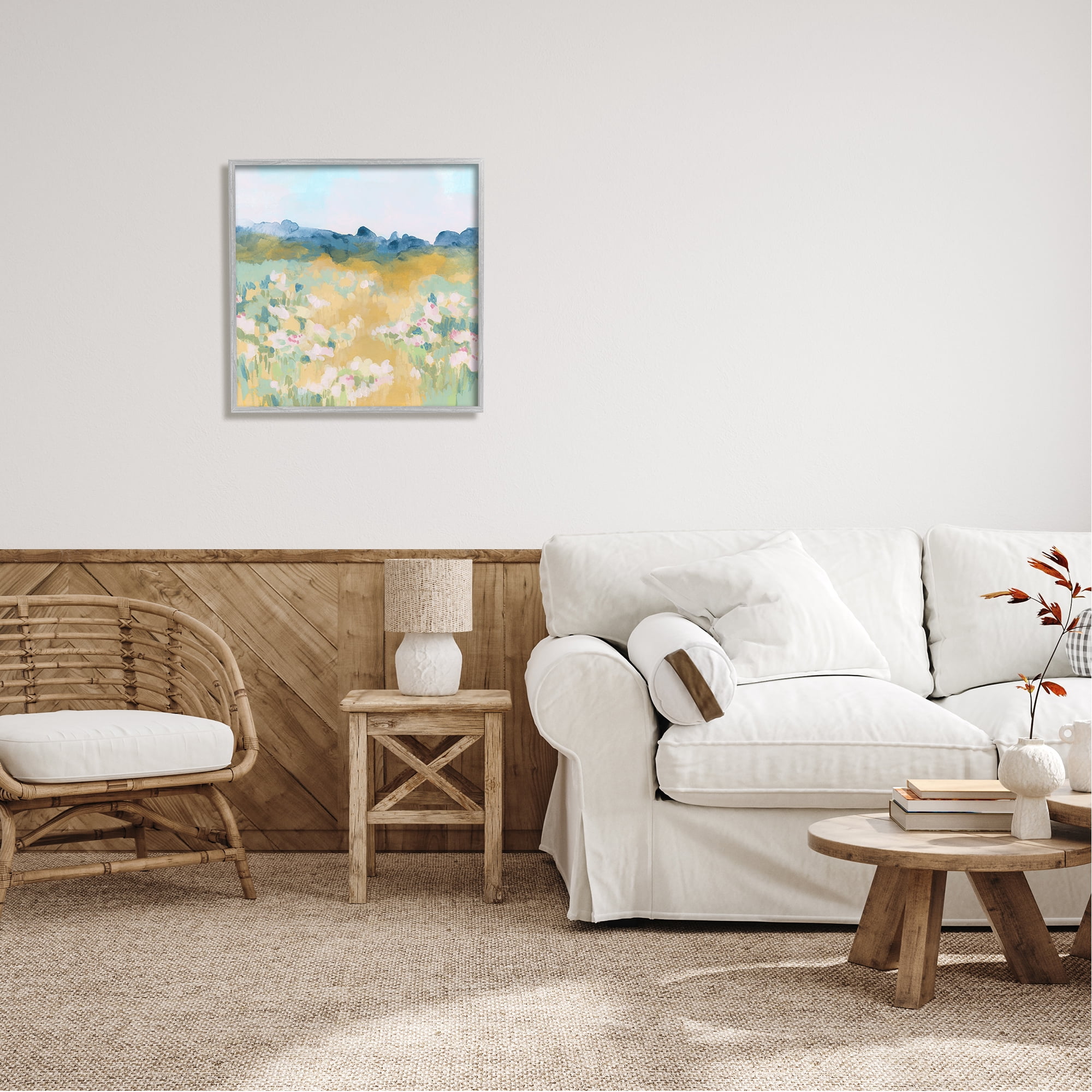 Stupell Industries Abstract Meadow Flowers Nature Painting Gray Framed Art Print Wall Art, 24 x 24