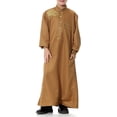 thumbnail image 2 of Otqutp Boys Abaya Robe Kids Muslim Thobe Ramadan 𝗜slamic Clothing Ethnic Trim Stand Collar Long Sleeve Loose Kaftan Dresses, 2 of 9