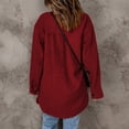 thumbnail image 4 of Abrigo Color Sólido Solapa De Un Solo Pecho Mangas Largas Casual Suelta Camisa Cómoda Chaqueta Vino Rojo M, 4 of 6