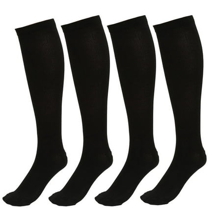 4 Pairs Knee High Graduated Compression Socks for Men & Women - BEST Stockings for Running, Medical, Athletic, Diabetic, Swelling, Varicose Veins, Travel, Pregnancy, Shin Splints, (Best Compression Socks For Swelling)