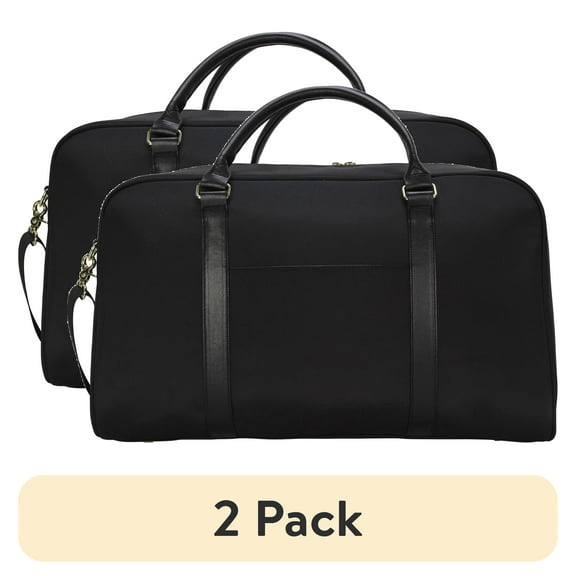 (2 pack) Protege 21 inch Weekender Duffel Bag for Travel, Black
