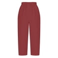 thumbnail image 4 of cfhntfmh Women Casual Lightweight Pants Drawstring Lace Side Eyelet Pants with Pockets Trendy Cropped Beach Pants, 4 of 6