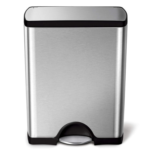 Bote de basura Simplehuman de acero inoxidable rectangular de 50 L/13.0 galones
